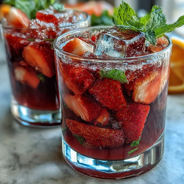Elegant Spring Sangria Mocktail with white grape juice, colorful fruit slices, and herbs served over ice cubes.