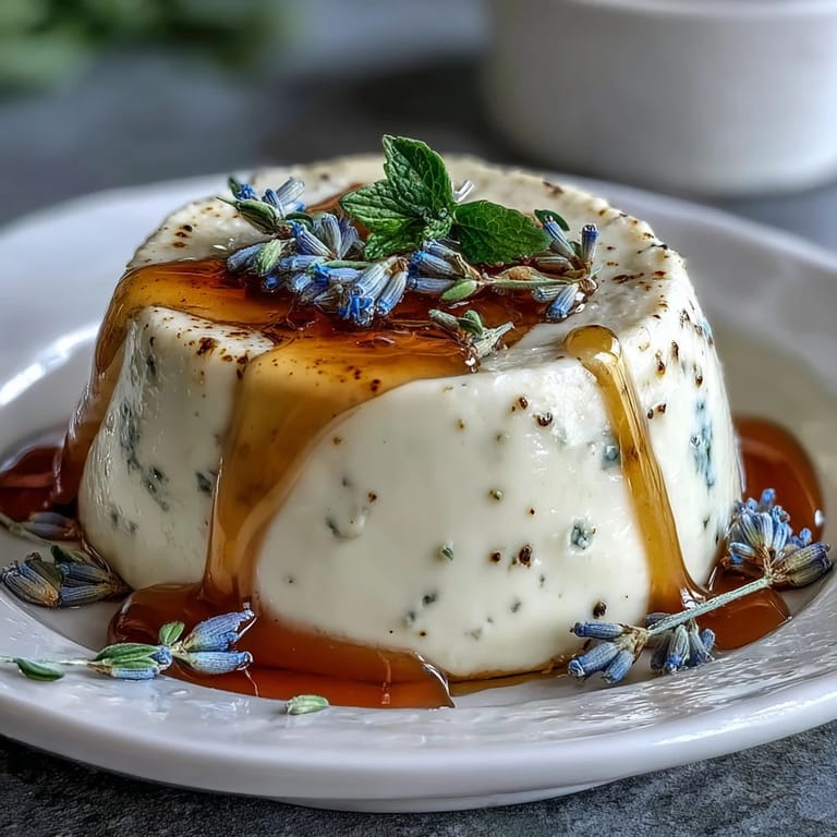 Soft, jiggly Honey Lavender Panna Cotta with a subtle honey sweetness and lavender essence, served chilled for a refreshing treat.